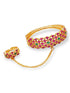 Gold Plated Adjustable Size Cocktail Finger ring with Bracelet free size Zercon ruby Stones 7449N - Griiham