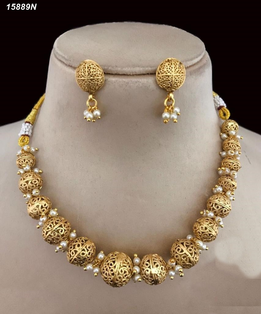 Gold Plated Ball motif Necklace Set 15889N