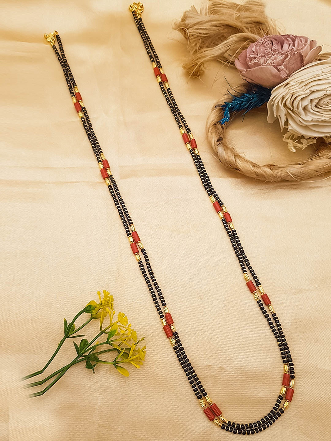 Gold Plated Black bead Managalsutram 24 inches 13503N