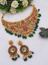 Gold Plated Bridal Choker Necklace Set 13785N - Griiham