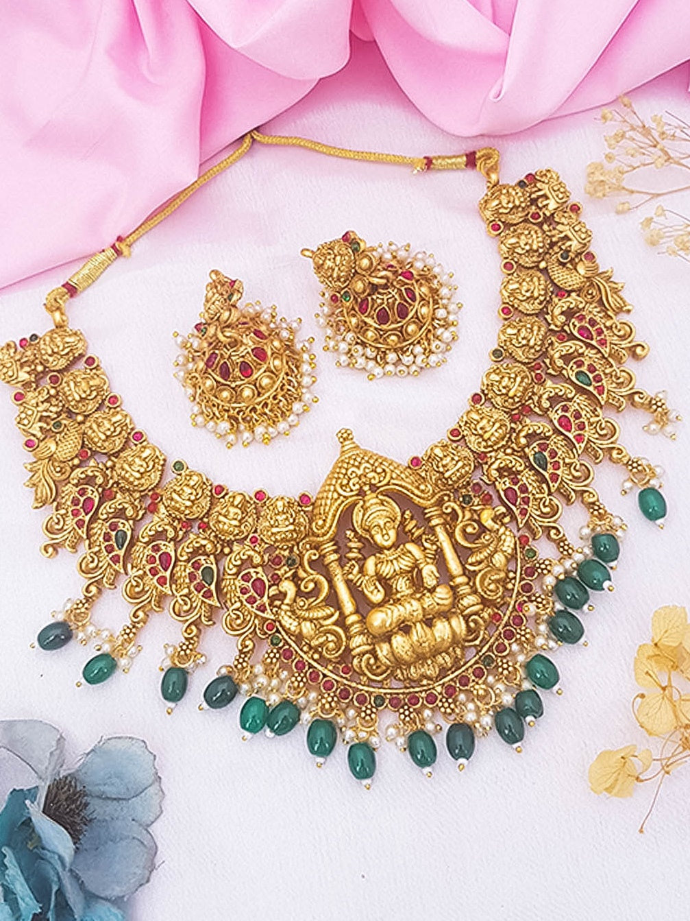Gold Plated Bridal Short Necklace Set 13745N