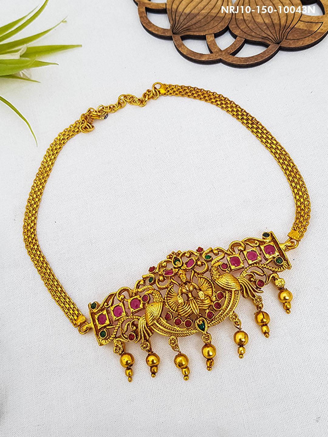 Gold Plated Chic Necklace with AD Stones 10043N - Griiham