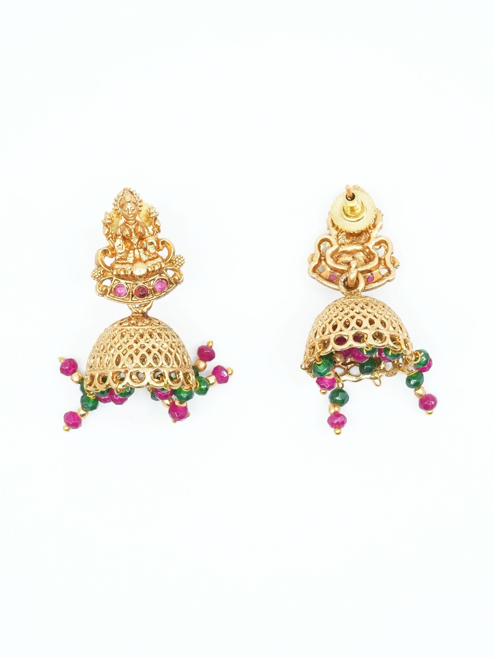 Gold Plated Classic Long Necklace Set Hara with Artificial Stones 11079N - Griiham