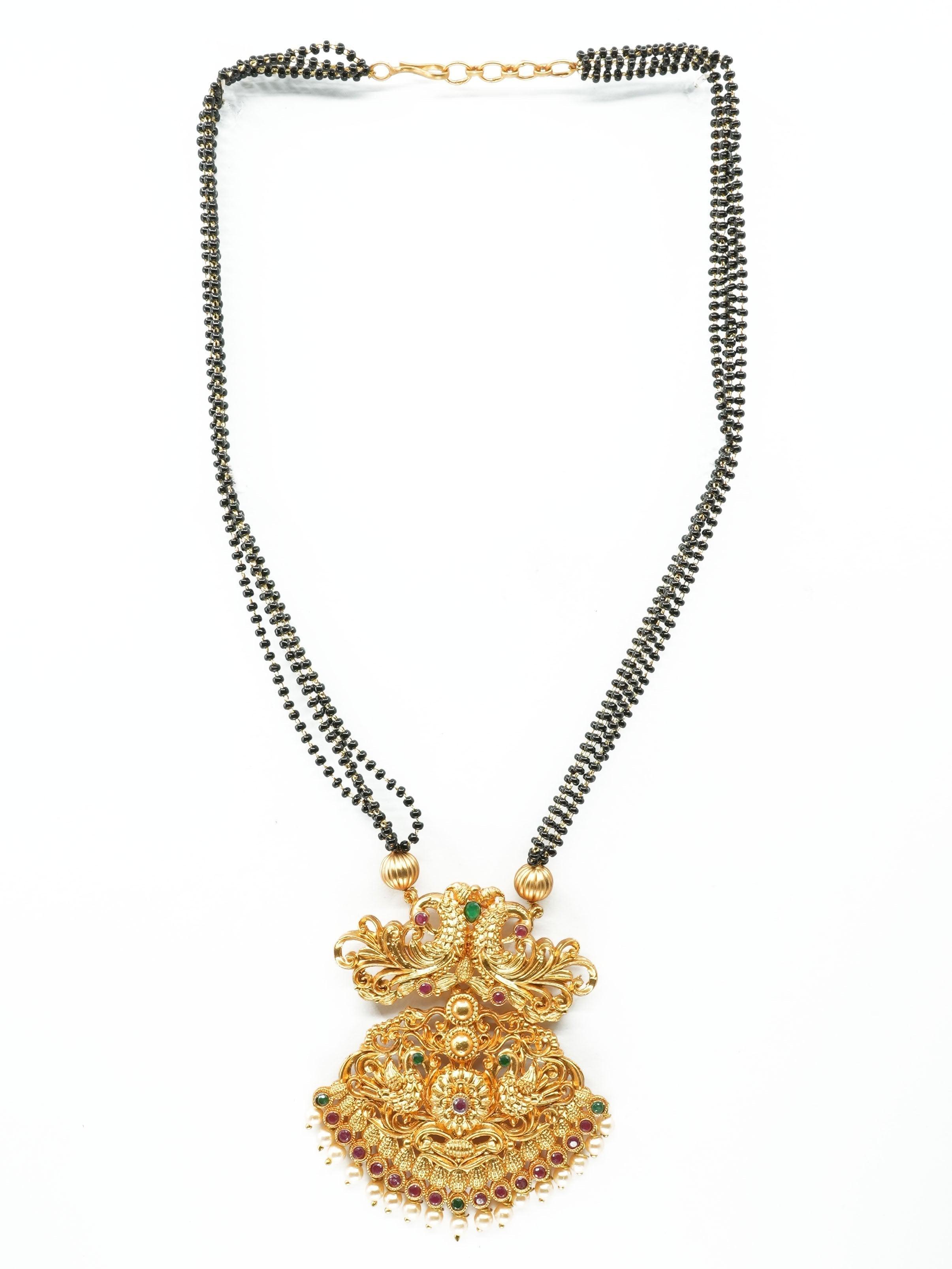 Gold Plated Classic Pendant design with Black crystal mal - Griiham