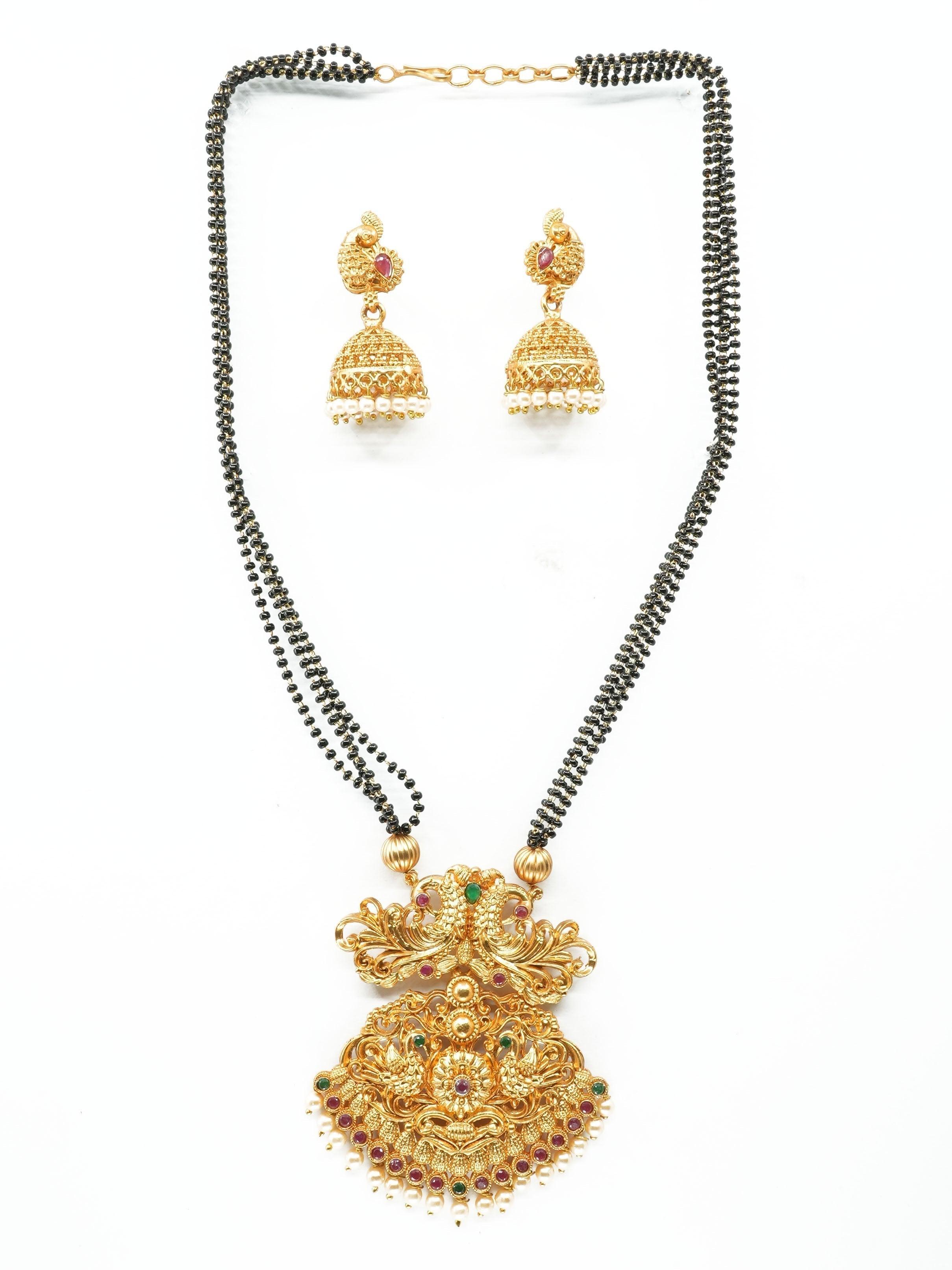Gold Plated Classic Pendant design with Black crystal mal - Griiham