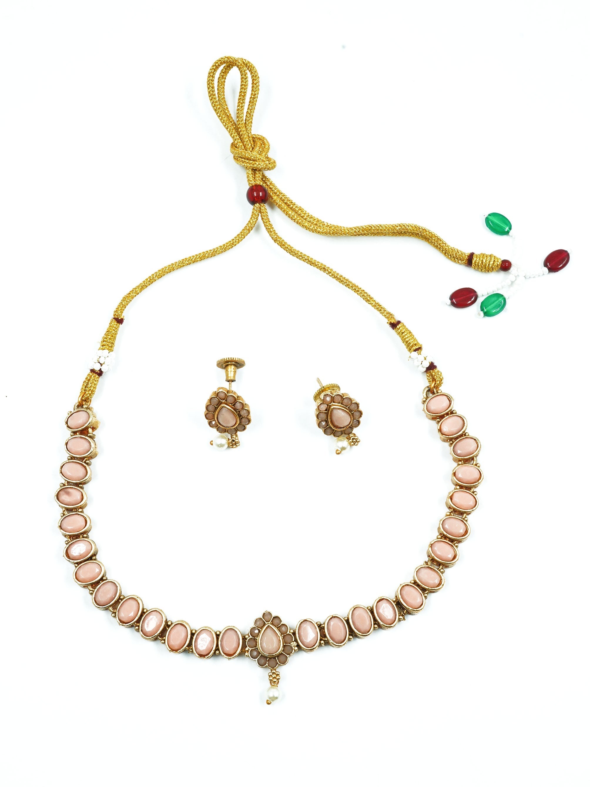 Gold Plated Cute Monalisa Stone Necklace set 13033N