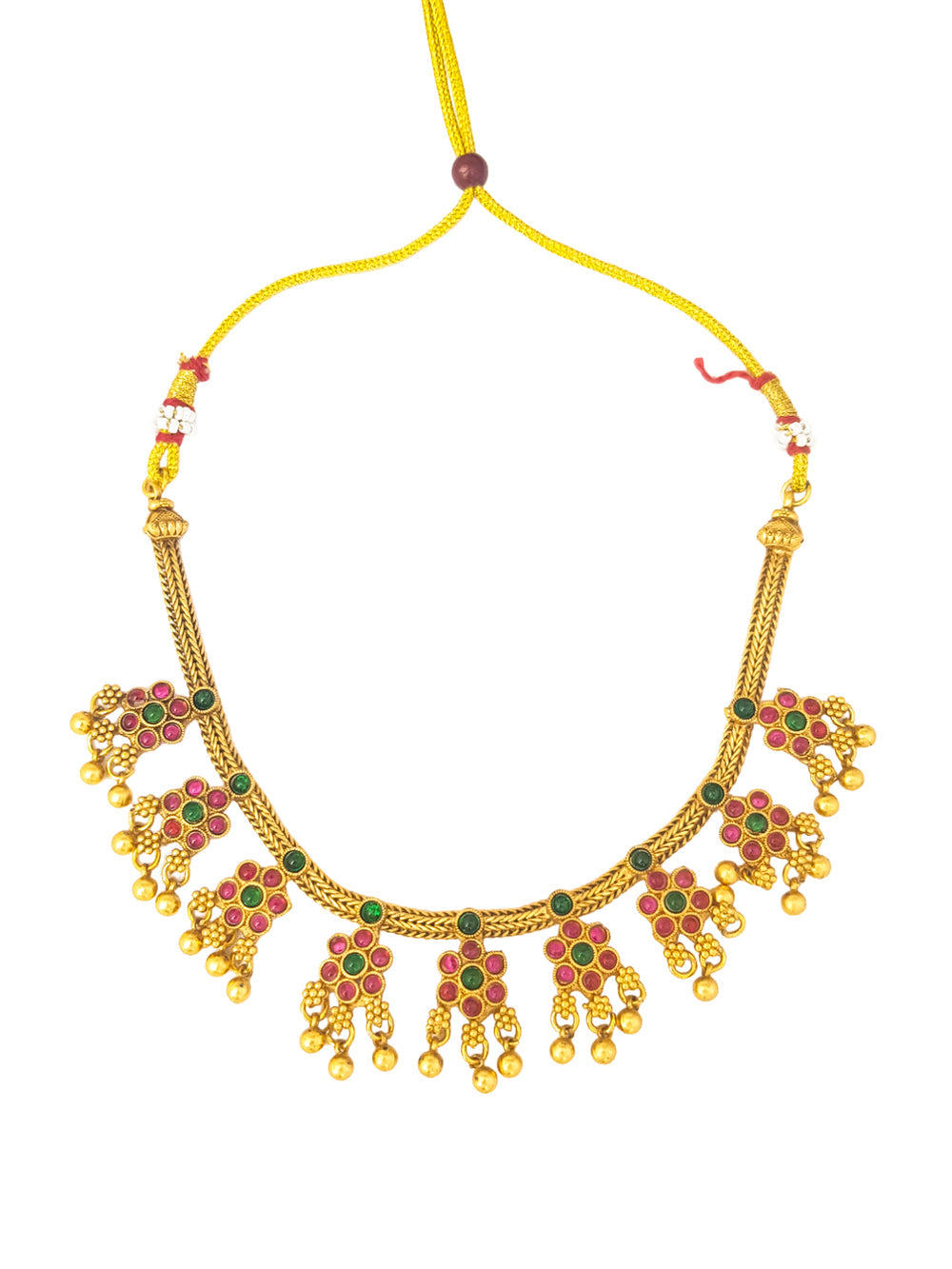 Gold Plated Cute Multi Colour Stone studded Necklace Set 19513N-1