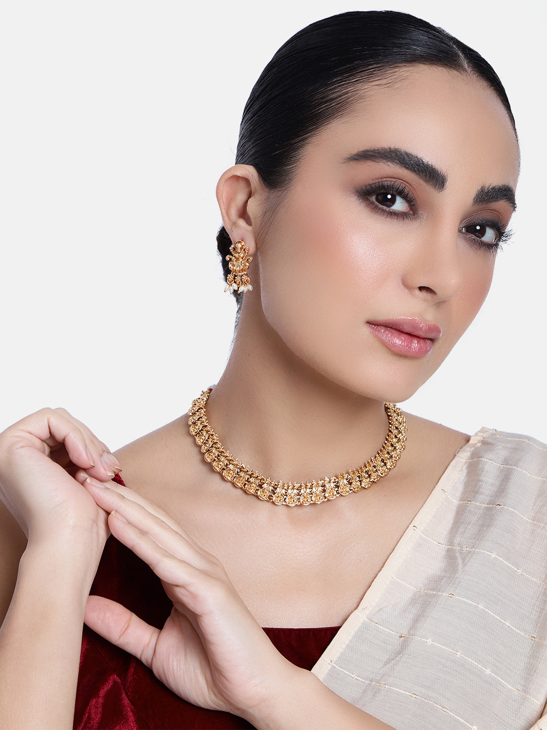 Gold Plated Designer Laxmi Necklace Set 20790N-1