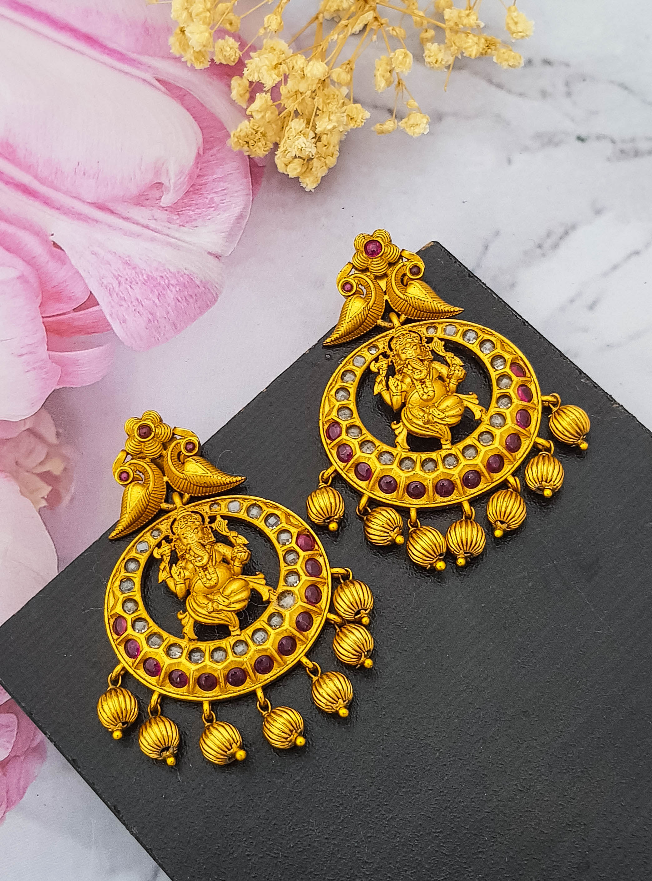 Gold Plated Earrings with AD Stones 19205N