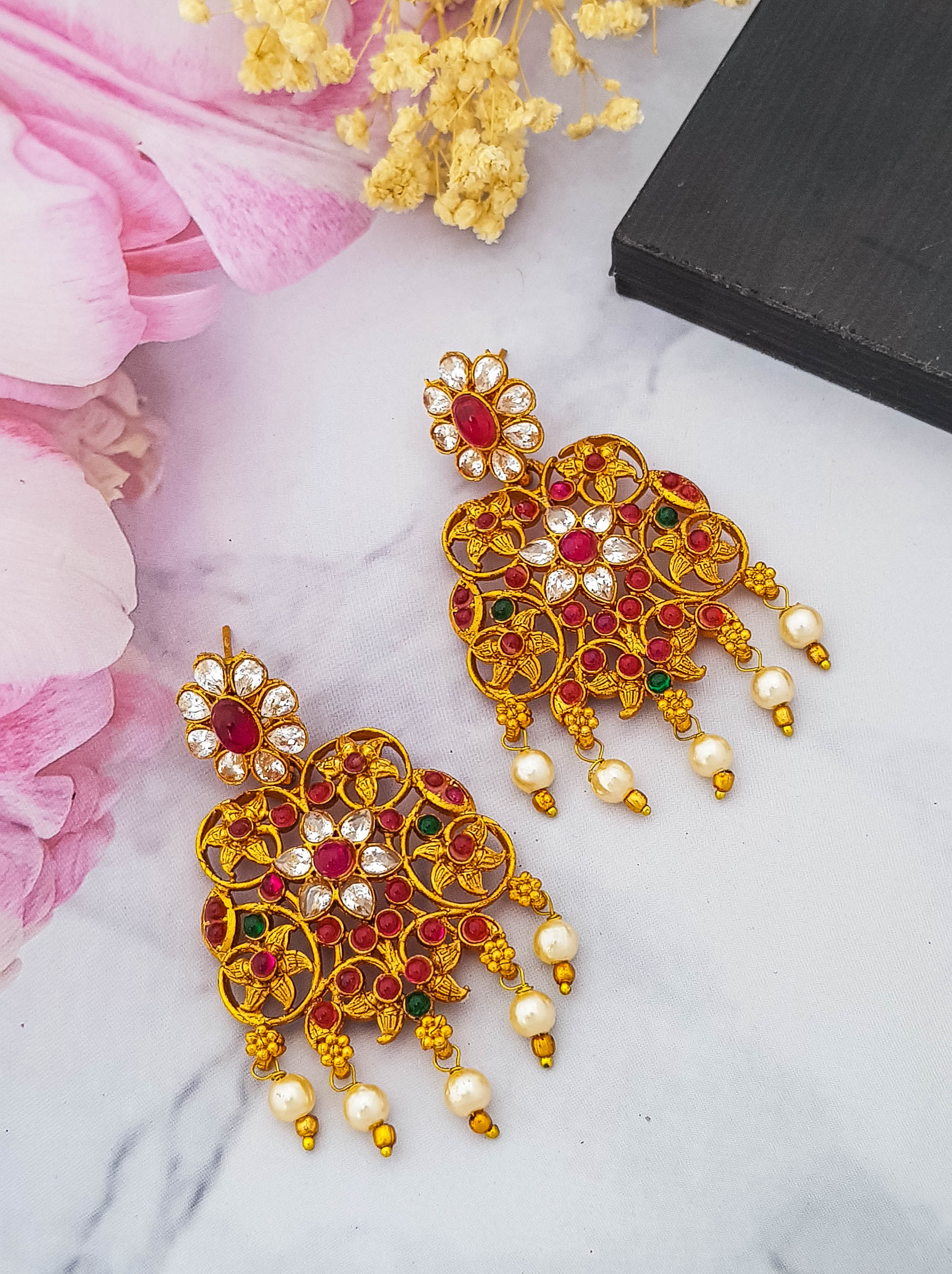 Gold Plated Earrings with AD Stones 19209N
