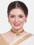 Gold Plated Elegant Half Choker Necklace Set with Multi Colour stones 6654N