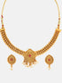 Gold Plated Elegant Half Choker Necklace Set with Multi Colour stones 6654N