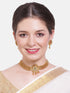Gold Plated Elegant Half Choker Necklace Set with Multi Colour stones 6655N - Griiham