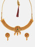 Gold Plated Elegant Half Choker Necklace Set with Multi Colour stones 6655N - Griiham