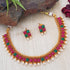 Gold Plated Elegant Necklace Set with Multi Colour 5802N