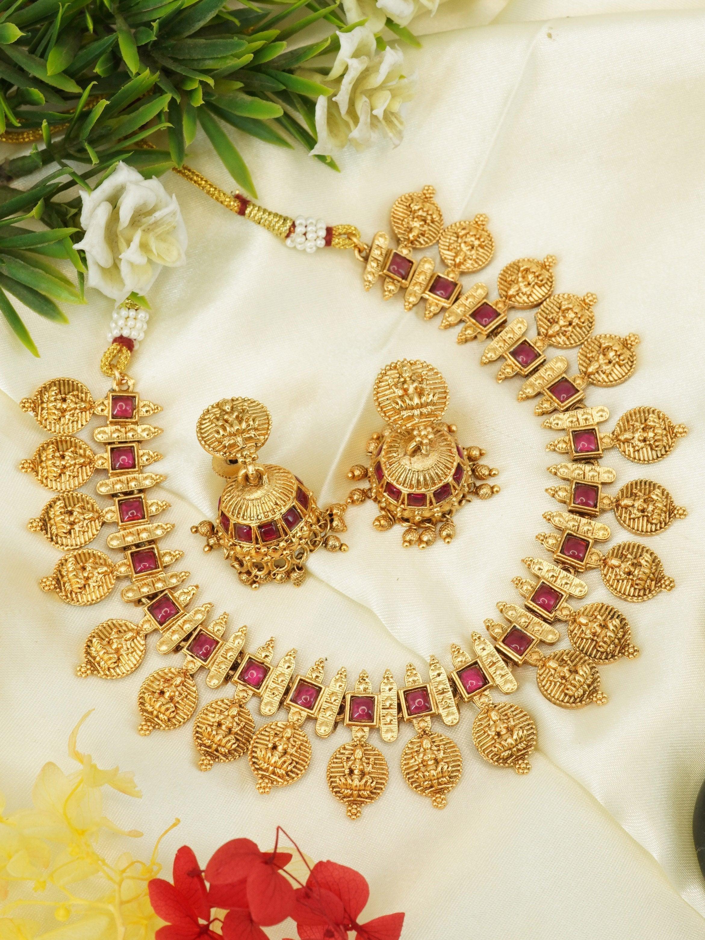 Gold Plated Elegant Necklace Set with diff Colours 8901N