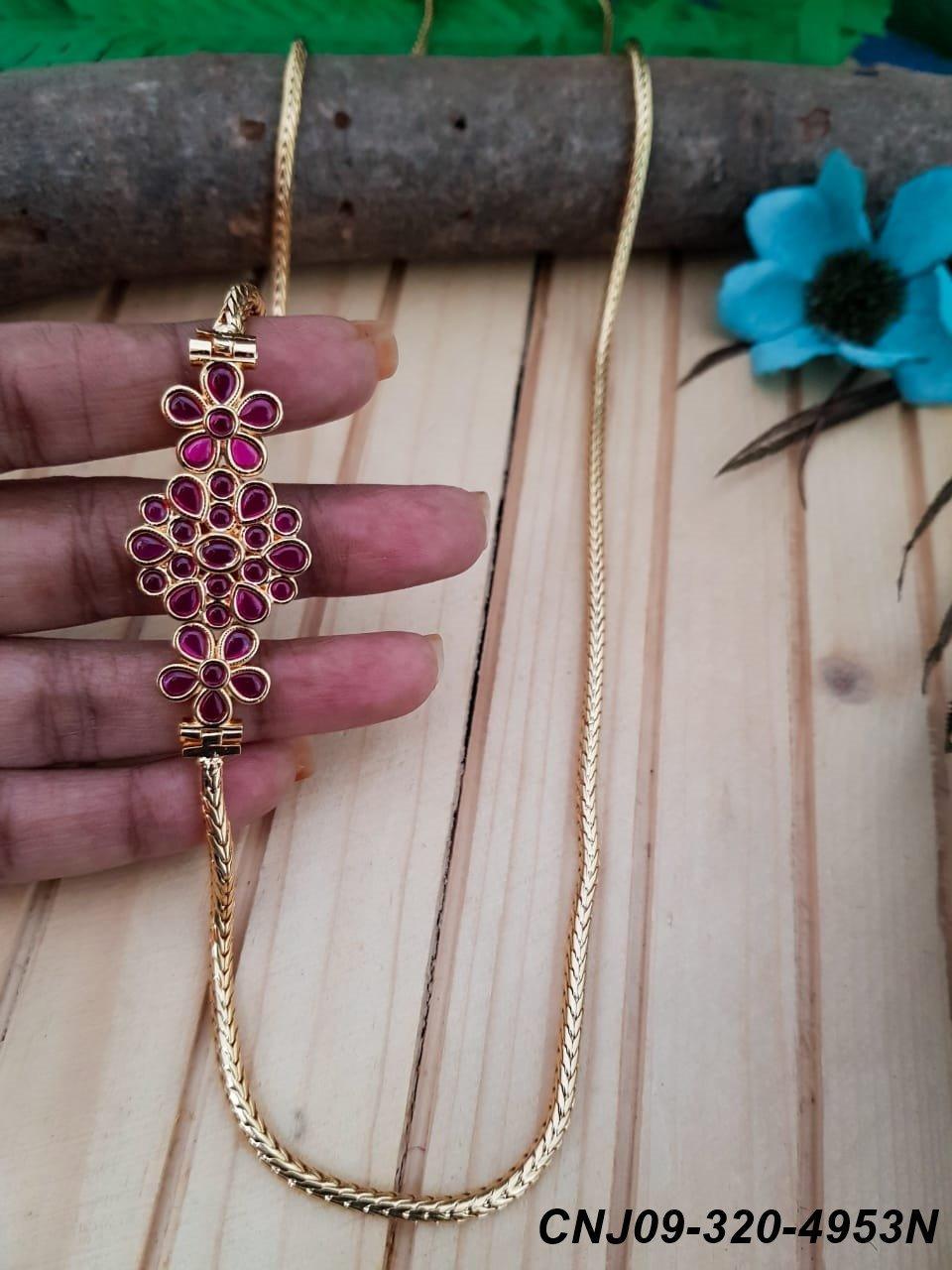 Gold Plated Evergreen design with Real AD Studded Mopu CNJ09-320-4953N