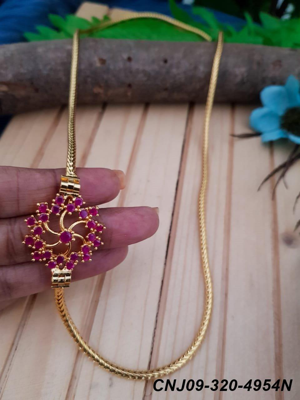 Gold Plated Evergreen design with Real AD Studded Mopu CNJ09-320-4954N