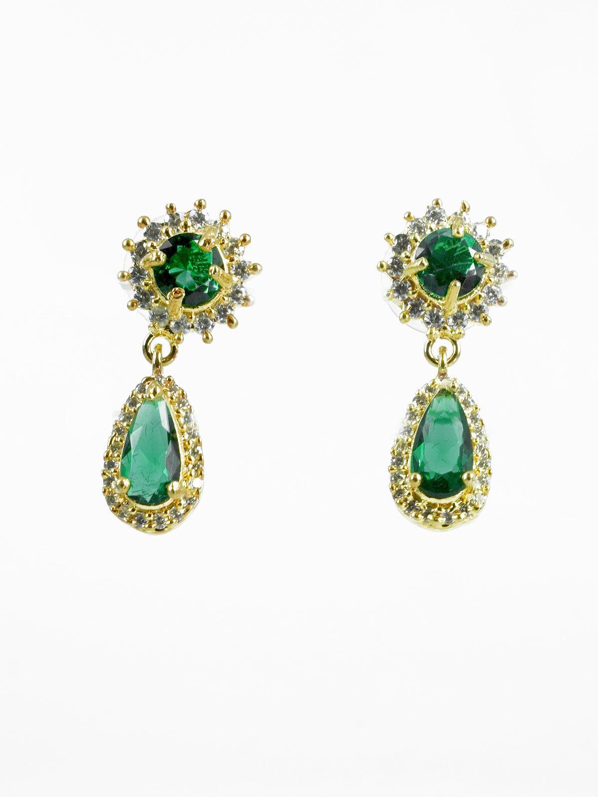 Gold Plated Exclusive Drop Shape Stone Studded Jhumkis / Earrings with different color options E9792N - Griiham