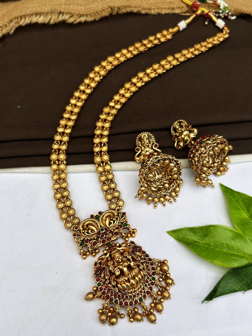 Gold Plated Exclusive Laxmi Long Necklace Set 23427N