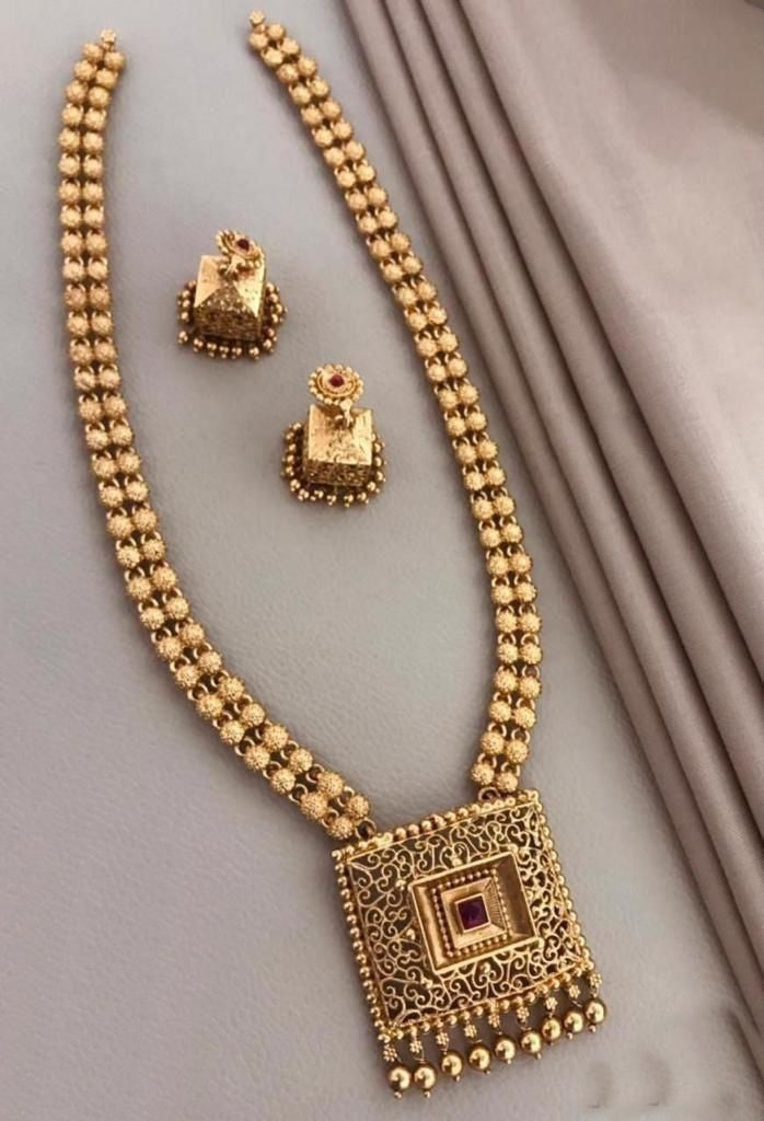 Gold Plated Exclusive Laxmi Long Necklace Set 24002N