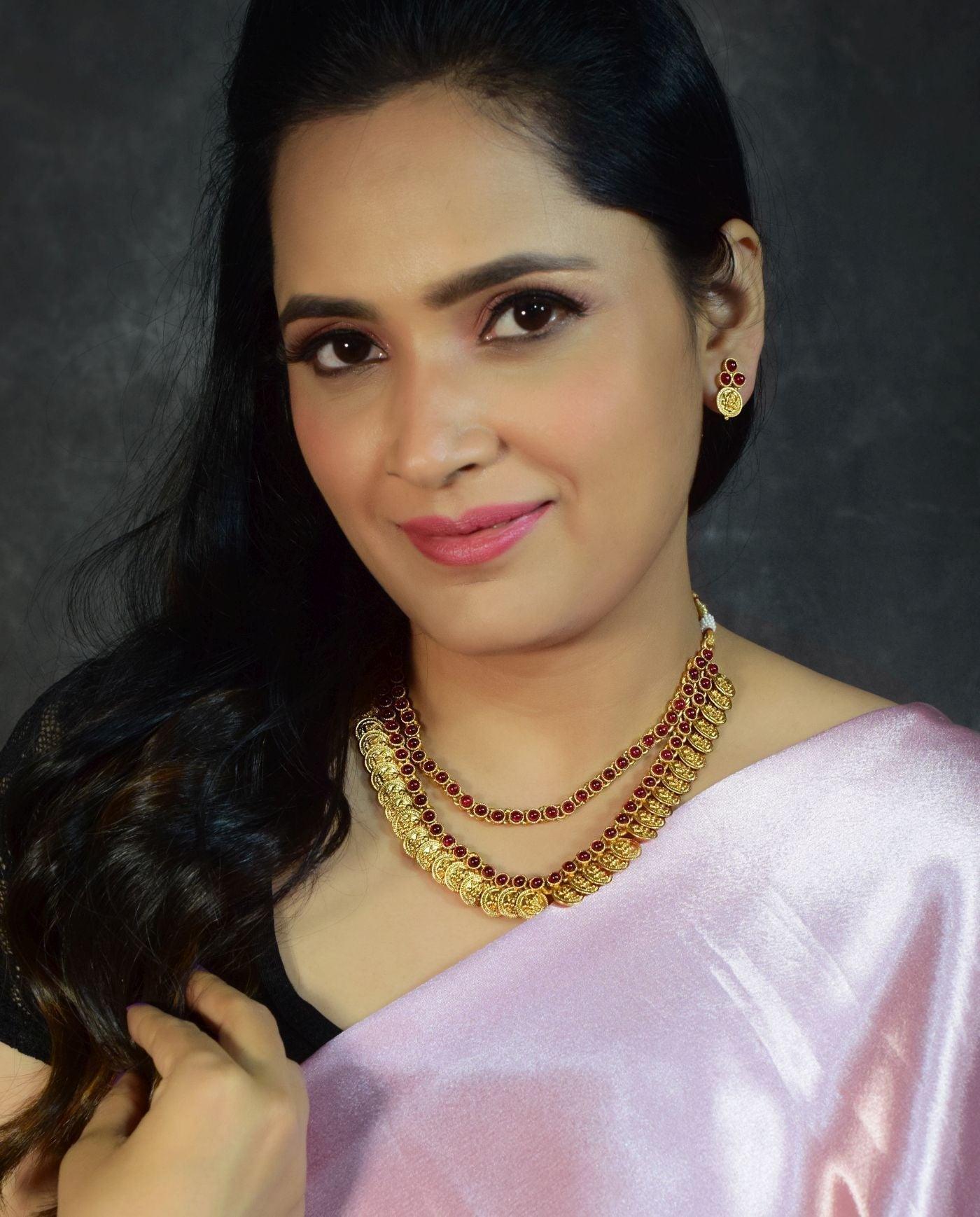 Gold Plated Exclusive bestseller Layered Grand Laxmi Necklace Set with colour options 9847N - Griiham