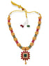 Gold Plated Floral Peacock design Medium Length Necklace Set 6909N - Griiham