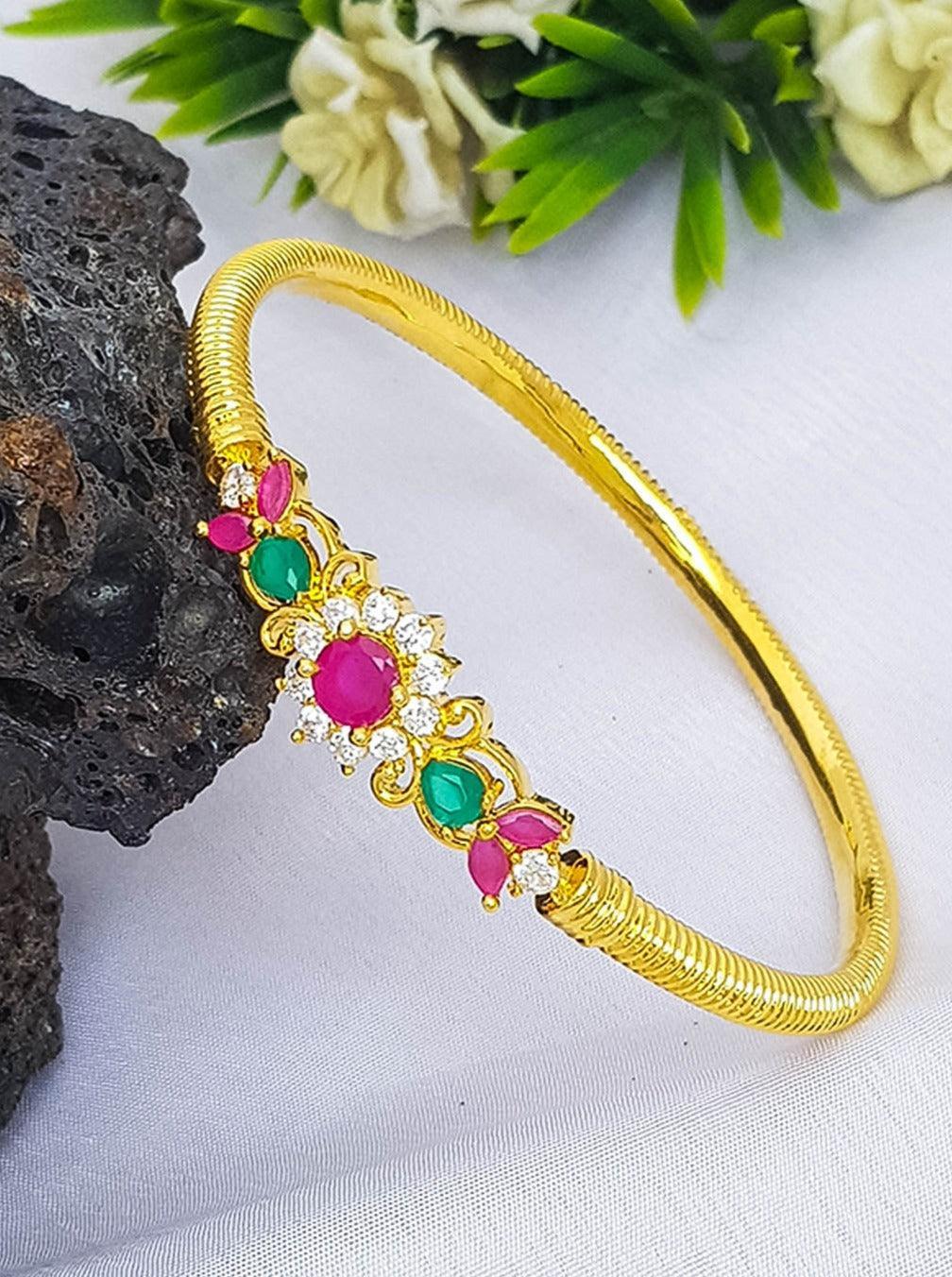 Gold Plated Free Size / Openable / Single Kada Bangle 13200C - Griiham