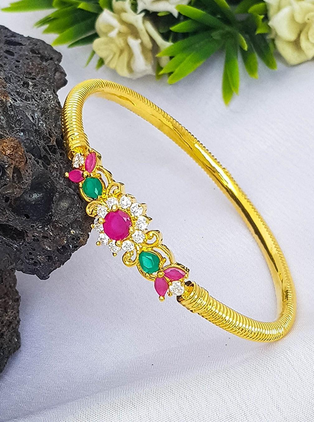 Gold Plated Free Size / Openable / Single Kada Bangle 13200C