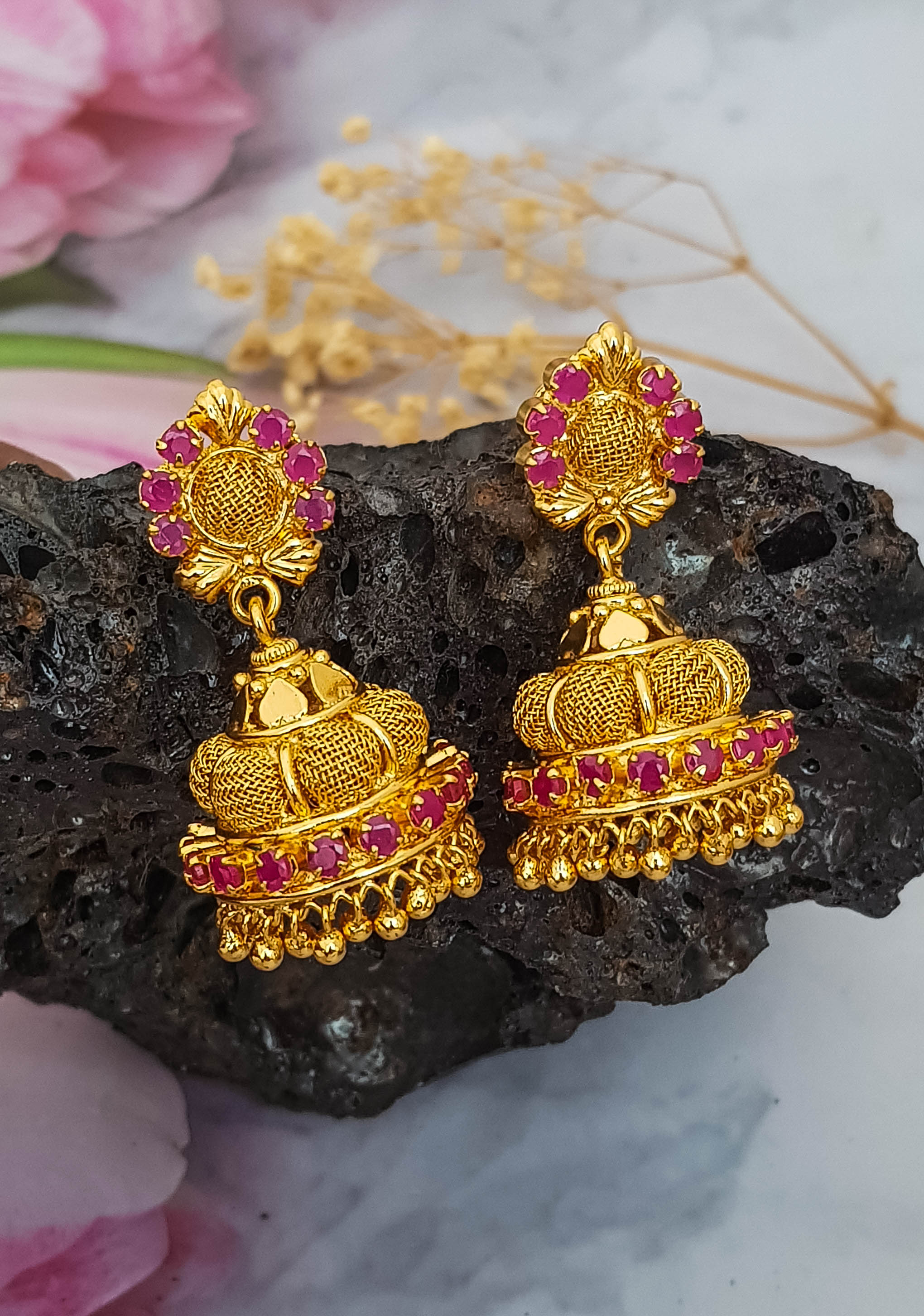 Gold Plated Jhumki earring with AD Stones 19233N