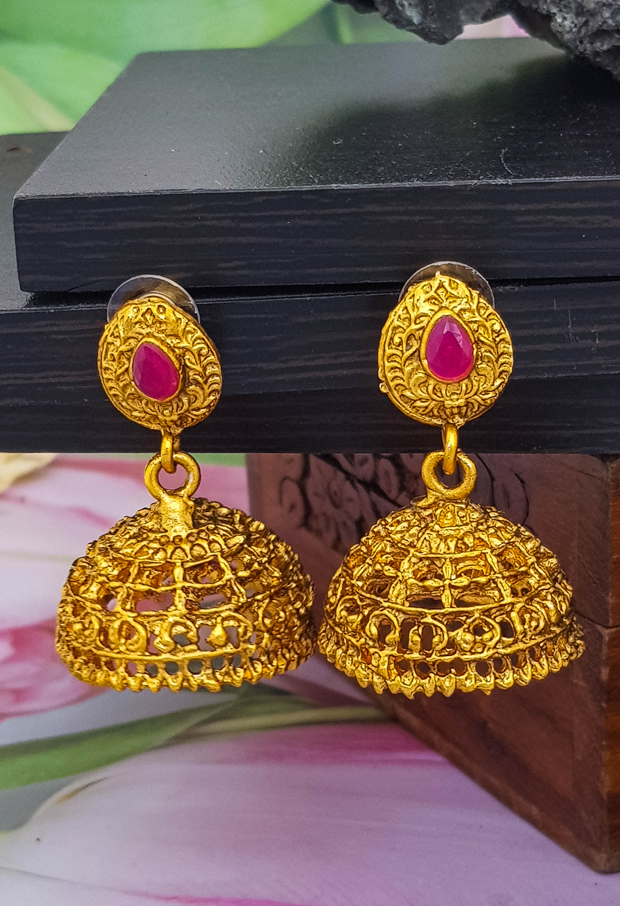 Gold Plated Jhumki with AD Stones 19227N