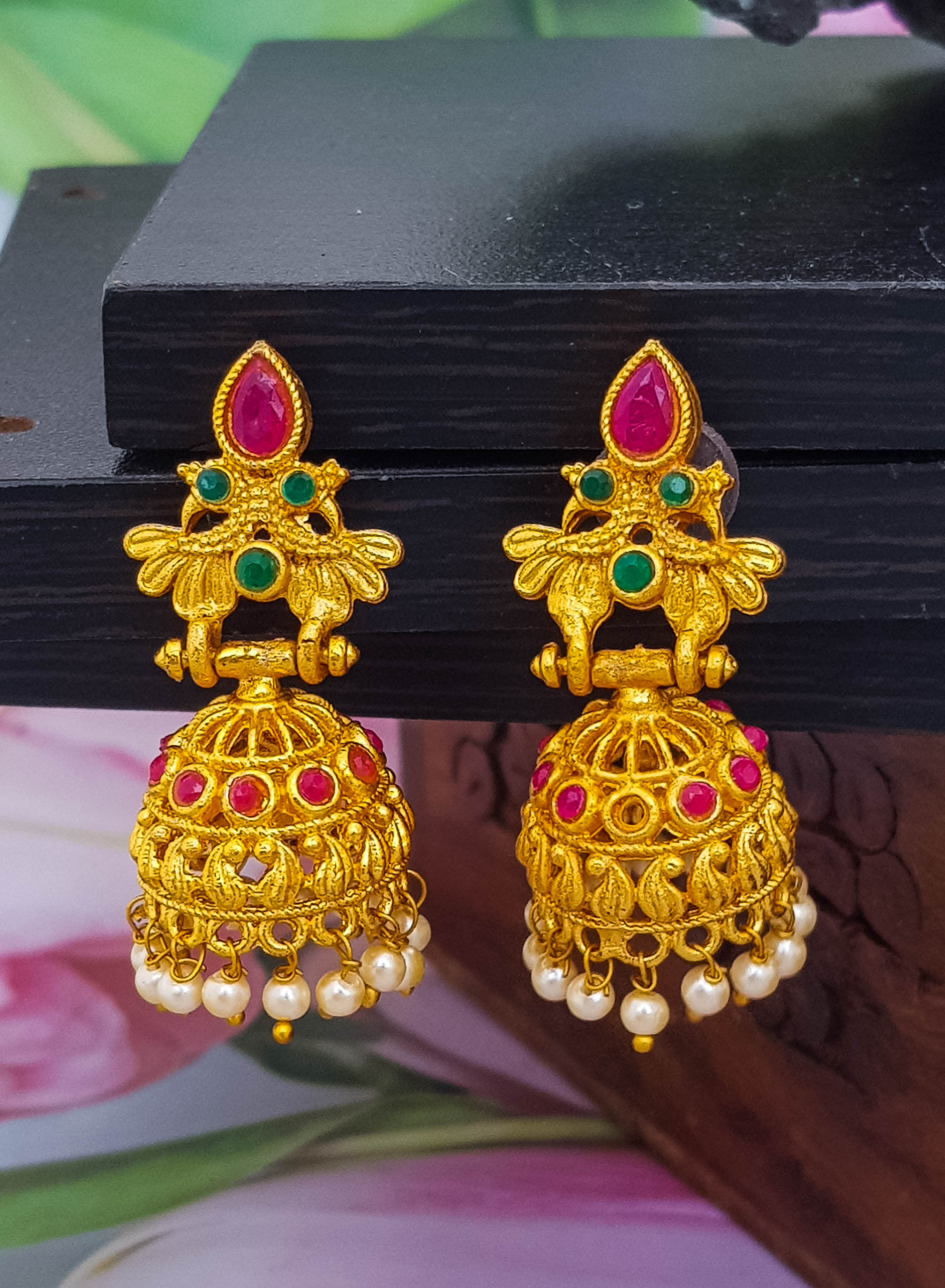 Gold Plated Jhumki with AD Stones 19236N