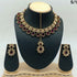 Gold Plated Kundan with Maroon Stone Studded Necklace set with Tikka 9696N