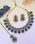 Gold Plated Kundan with Mirror Stone Studded Necklace set with Tikka 9450N