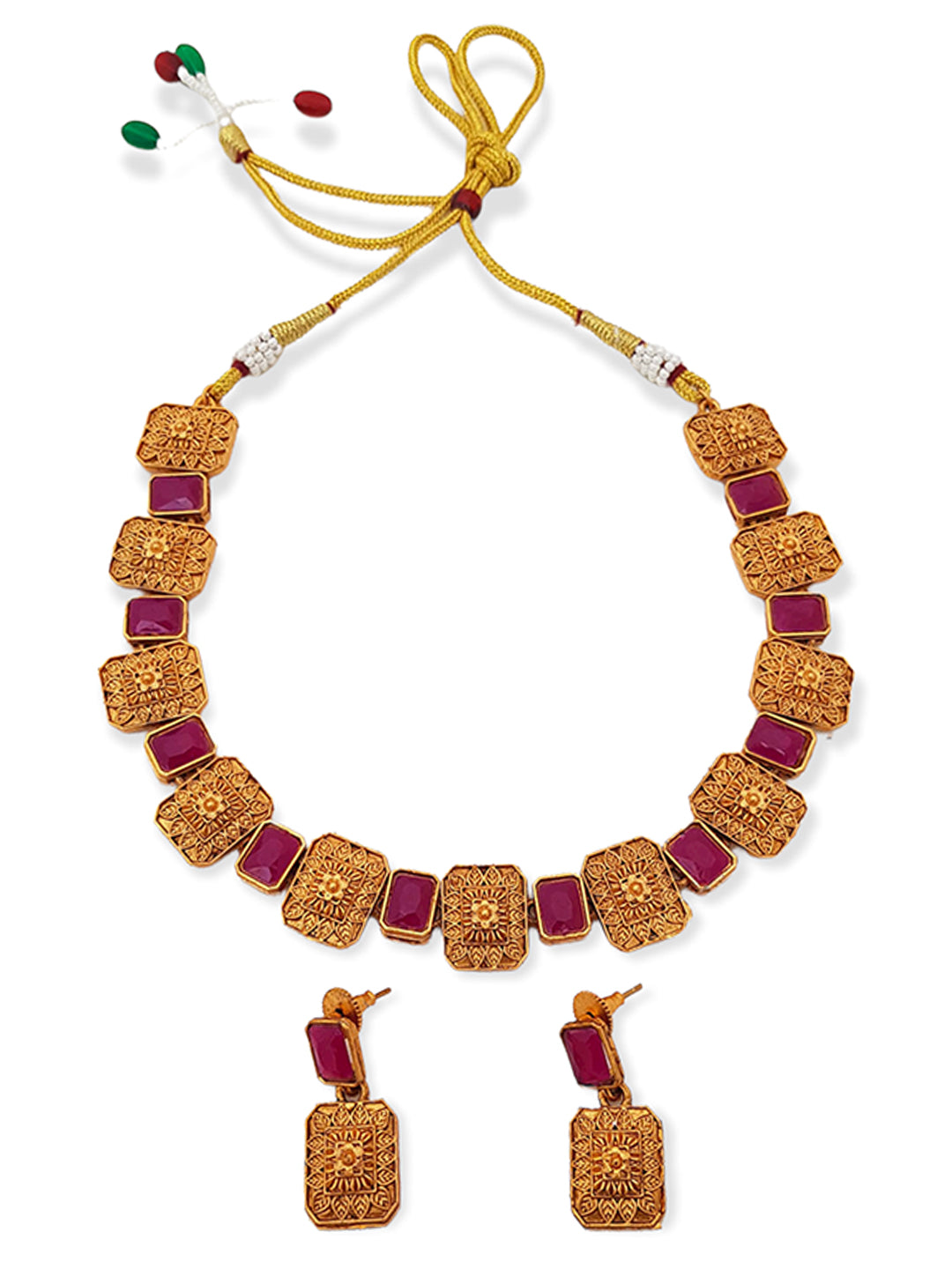 Gold Plated Latest Designs Necklace Set with diff Colours 6906N