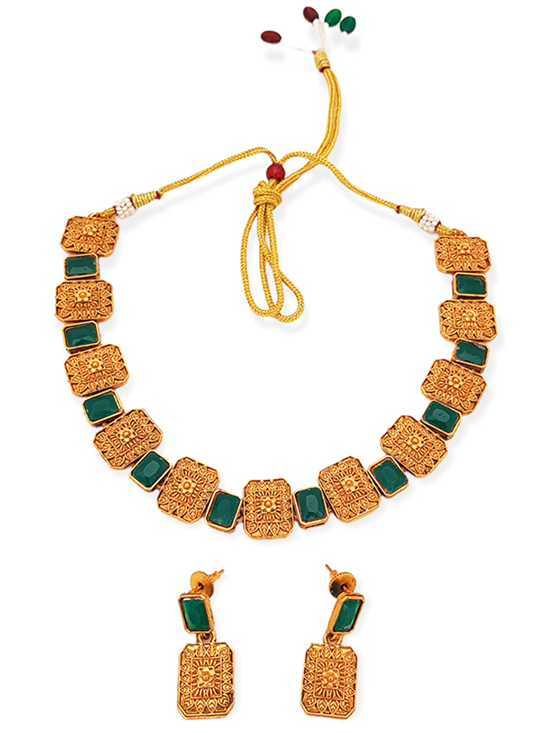 Gold Plated Latest Designs Necklace Set with diff Colours 6906N