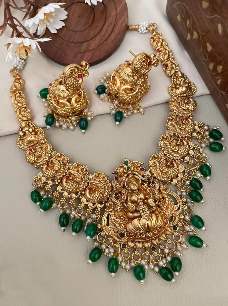 Gold Plated Laxmi Necklace set 14120N