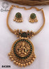 Gold Plated Laxmi Pendant set with rope chain 8437N-Pendant Set-Griiham-Green-Griiham
