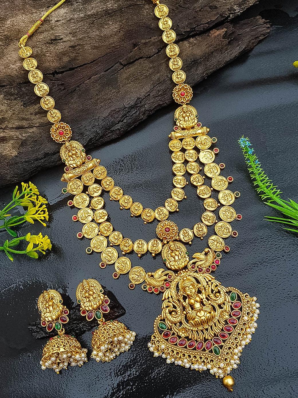 Gold Plated Long AD Necklace Haram Set 13737N