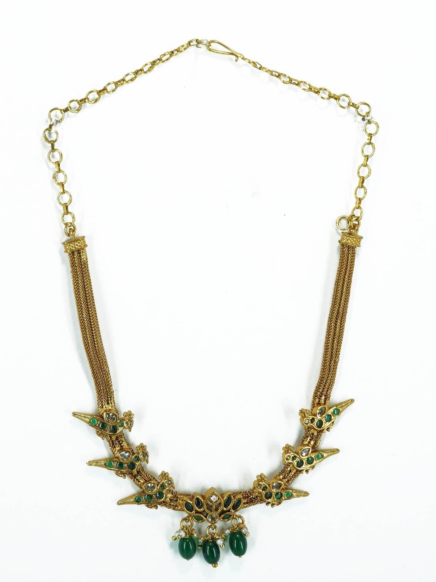 Gold Plated Medium Length Classic Parrot motif Necklace set 9243N - Griiham