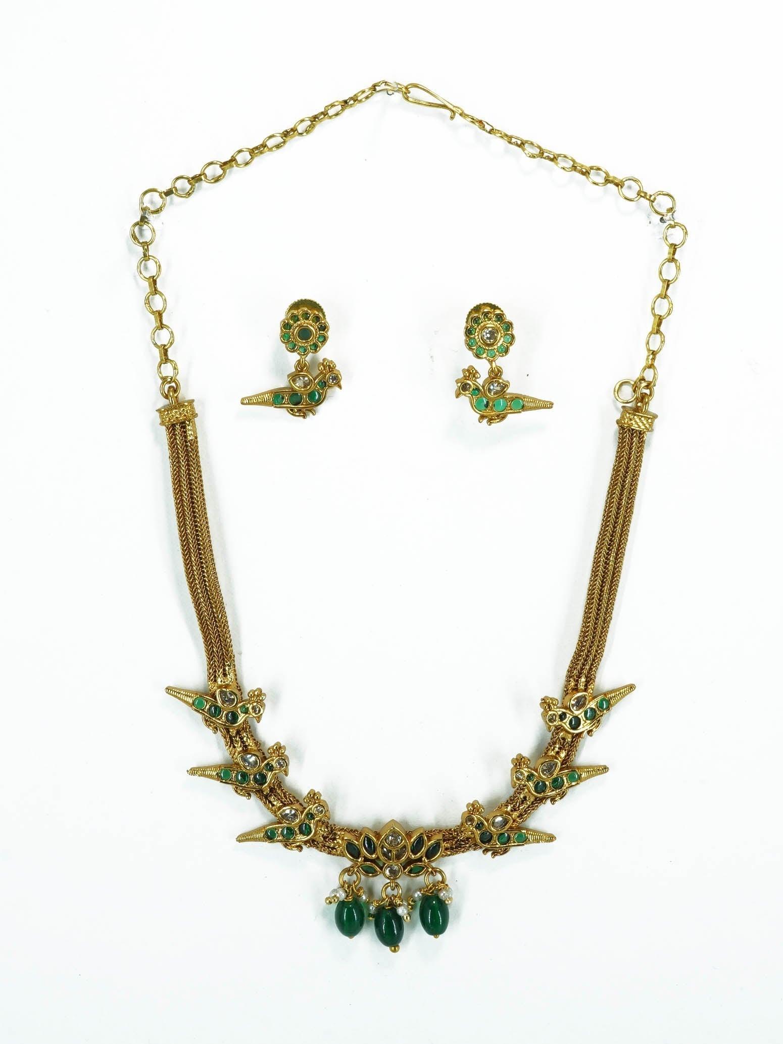 Gold Plated Medium Length Classic Parrot motif Necklace set 9243N - Griiham