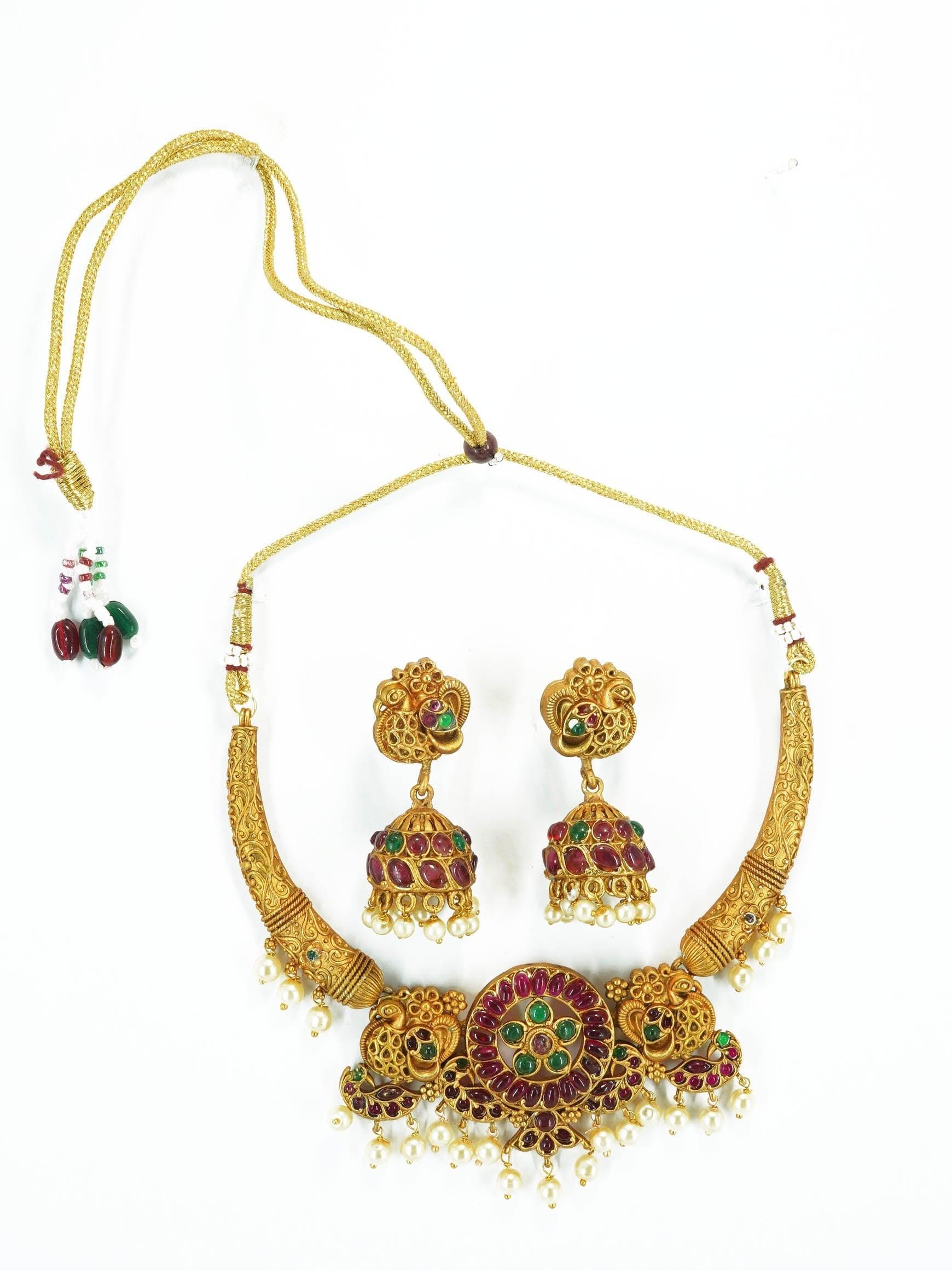 Gold Plated Medium Length Classic short Necklace set 10426N - Griiham