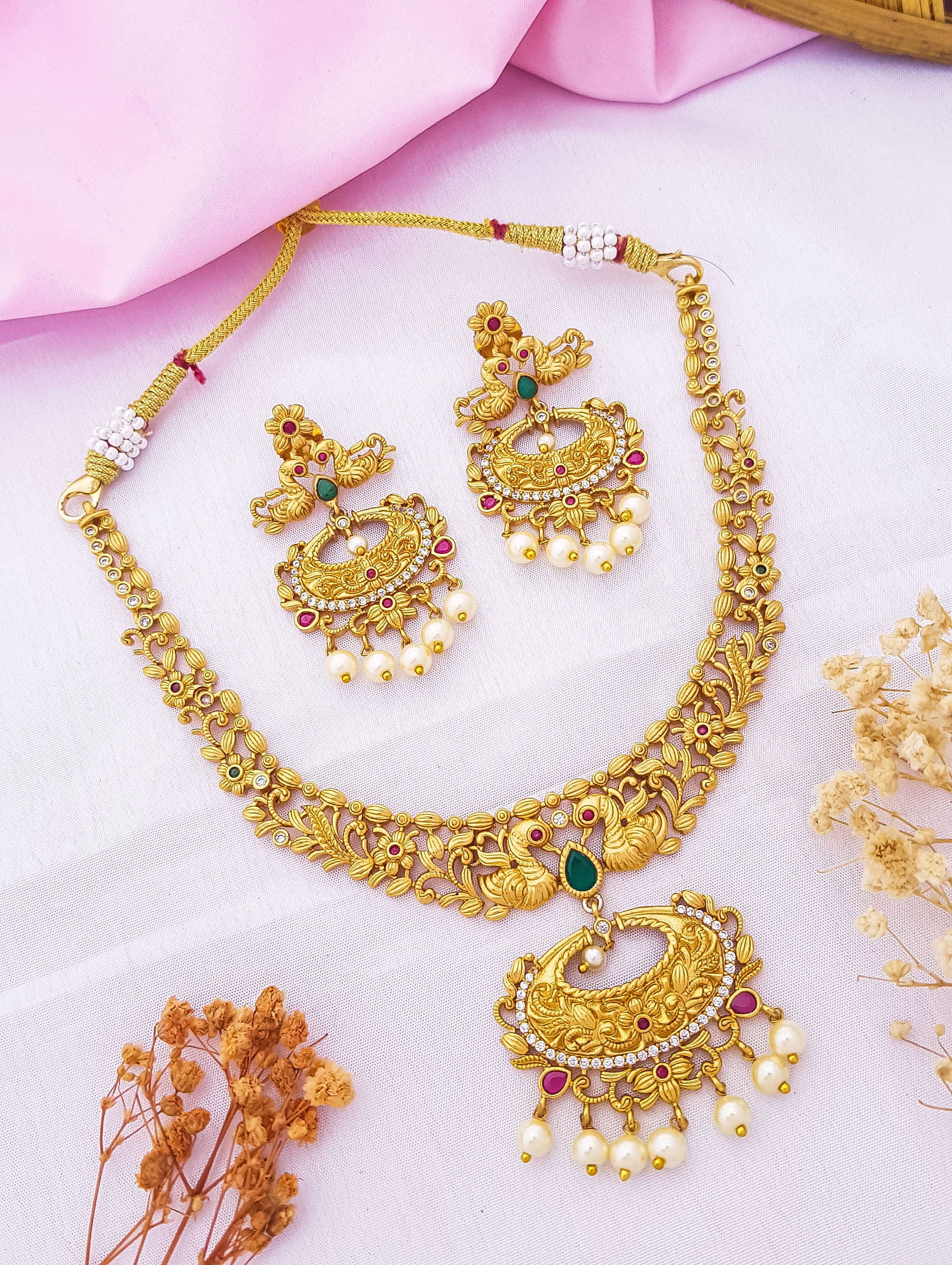 Gold Plated Medium Necklace Set 19004N