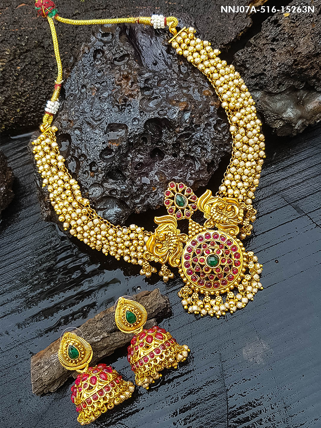 Gold Plated Multicolor Necklace Set 15439N