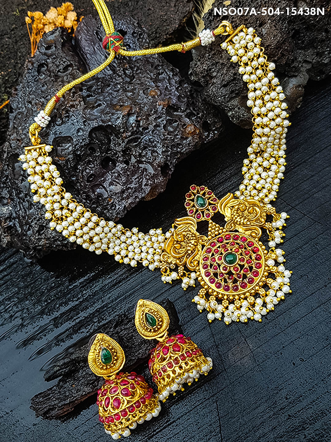 Gold Plated Multicolor Necklace Set 15439N