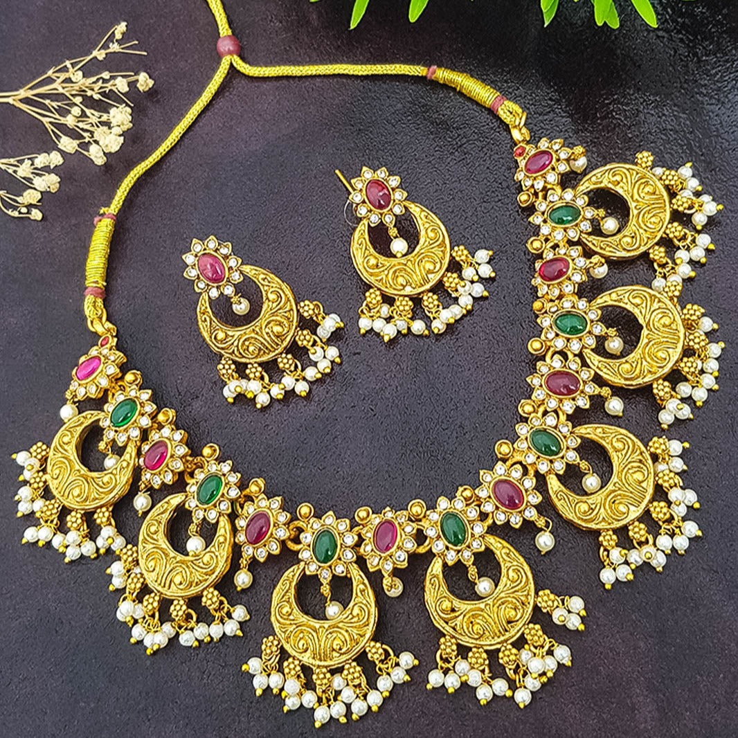 Gold Plated Multicolor Necklace Set 15909N