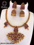 Gold Plated Necklace Set Ruby emerald stones 6658N