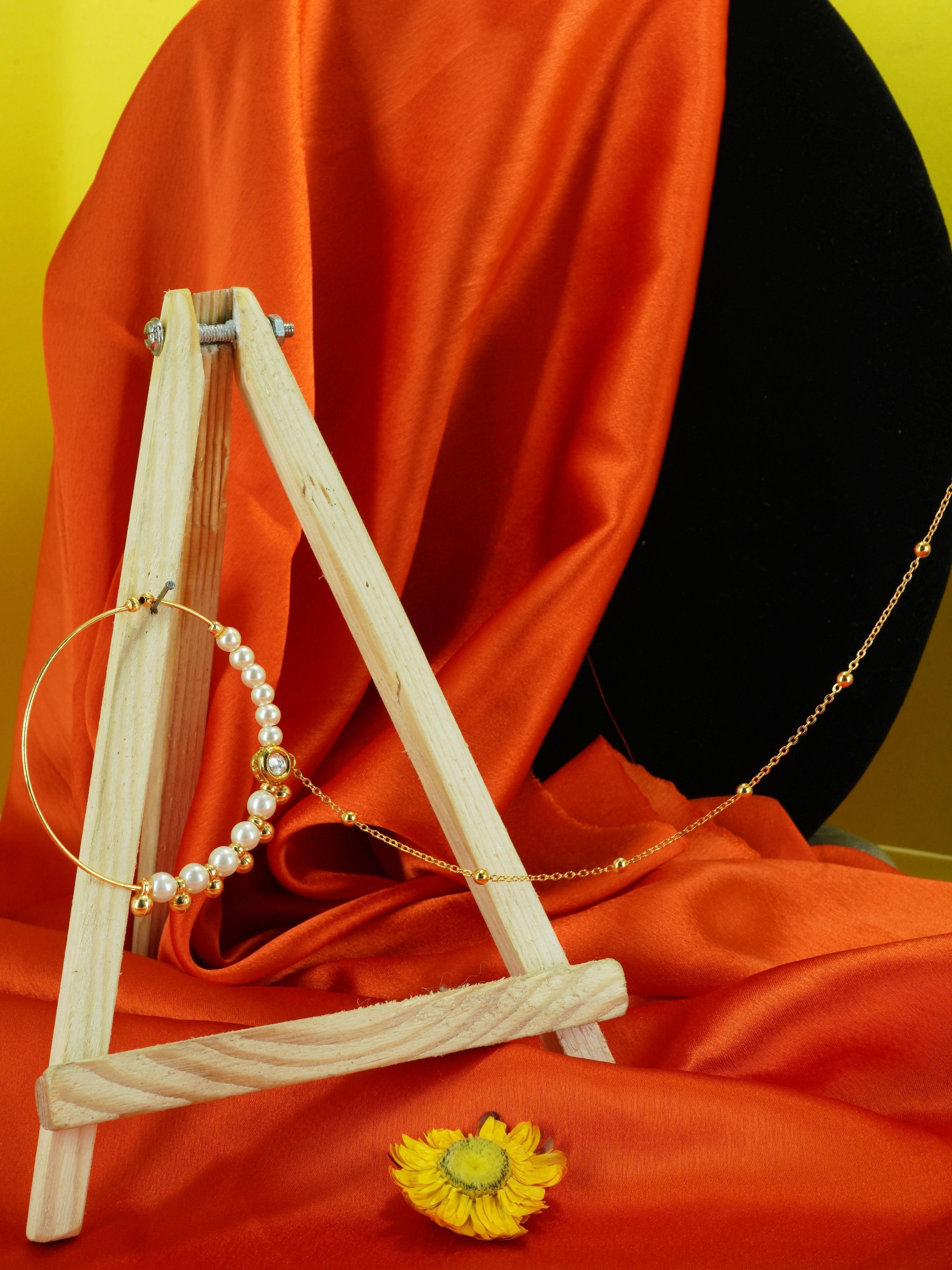 Gold Plated Nosepin / Nath with pearl hanging