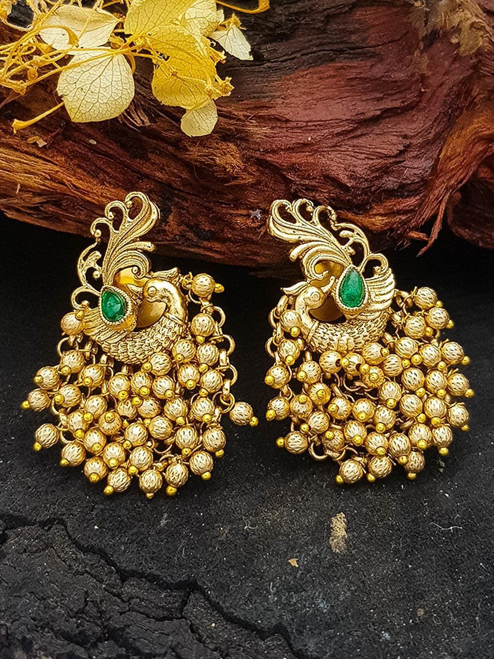 Gold Plated Peacock Studs Earrings - Main Image