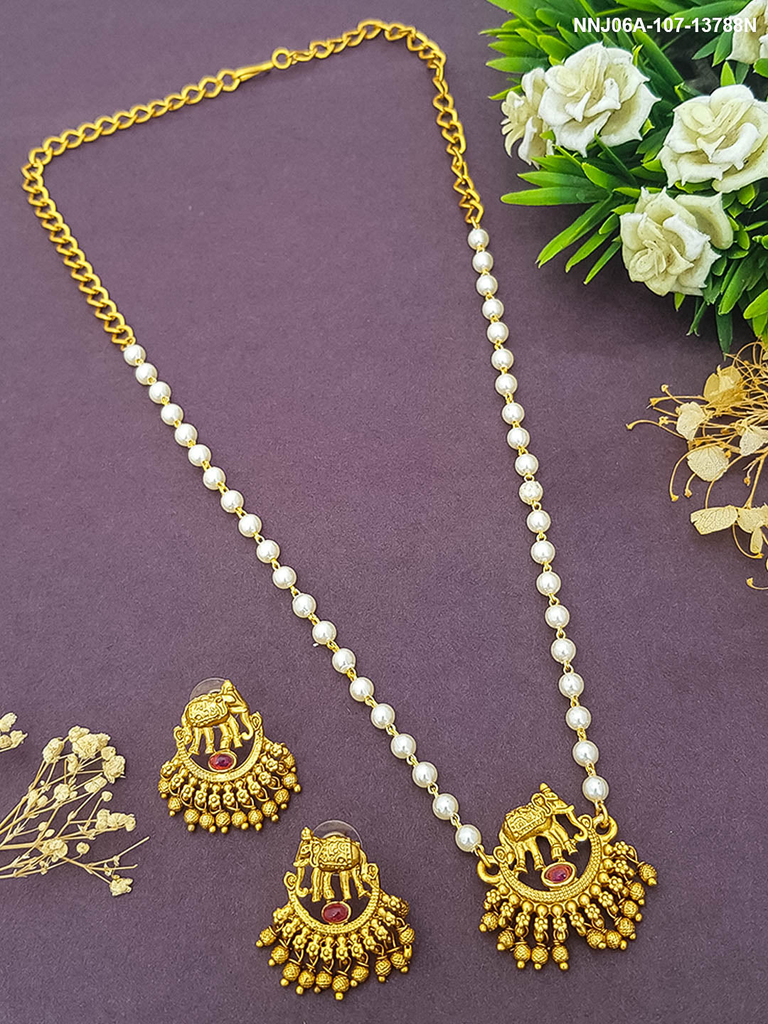 Gold Plated Pendant set with Artificial stones 13788N